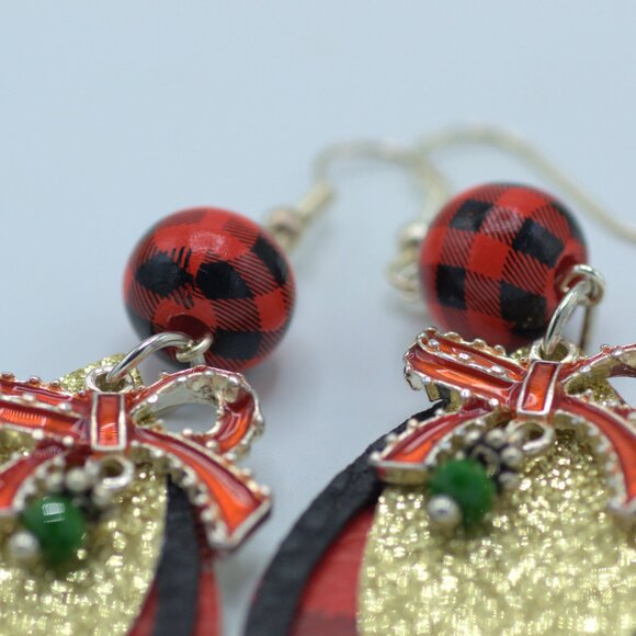Handmade Dangle Christmas earrings - Picture 7 of 8